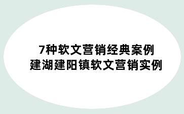 7种软文营销经典案例 建湖建阳镇软文营销实例